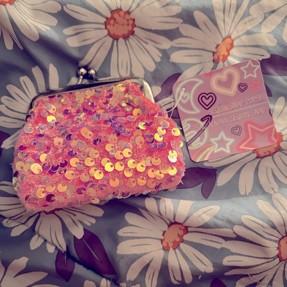 Pink Sequin Snap Purse